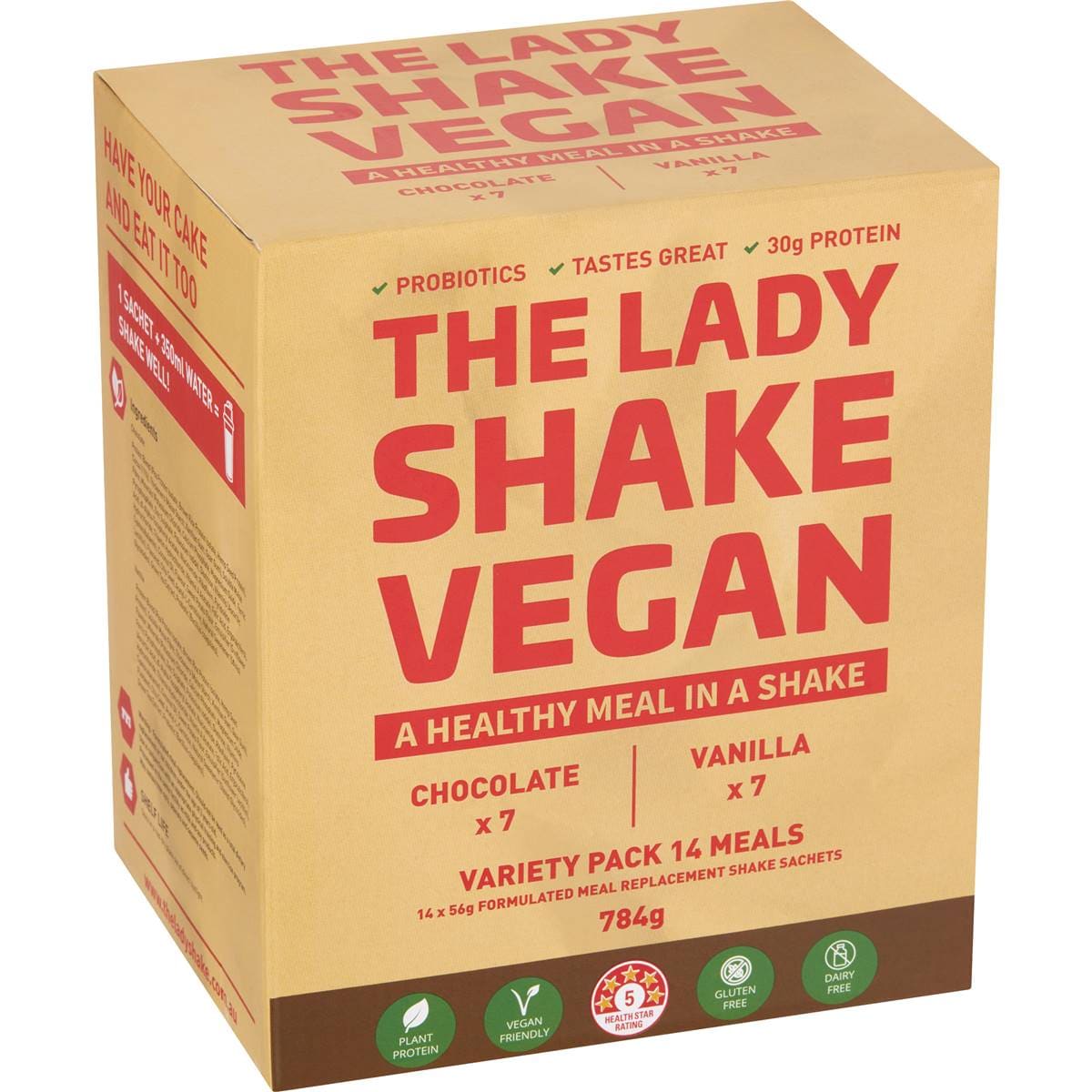 The Lady Shake Vegan Variety Meal Replacement Powder 56g x 14 pack