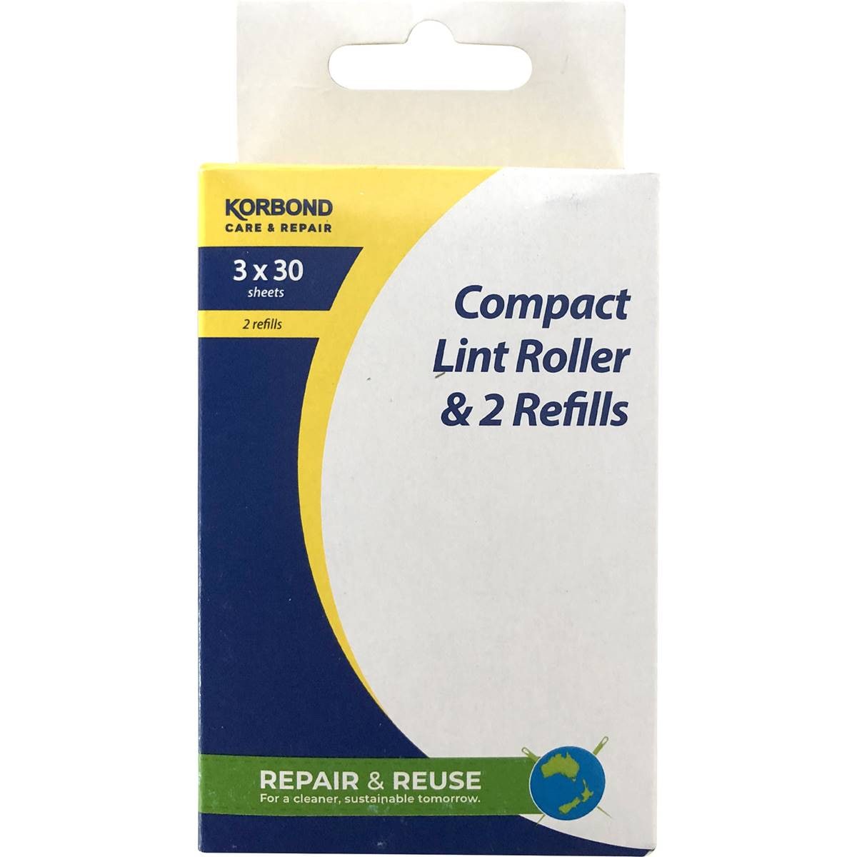 Korbond Compact 30 Sheet Lint Roller With 2x Refill
