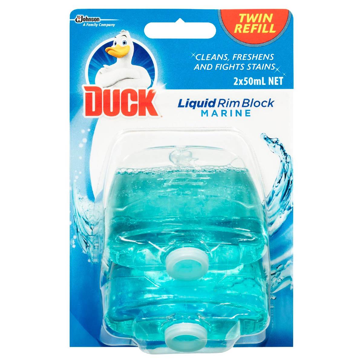 Duck Liquid Rim Block Toilet Cleaner Marine Twin Refill