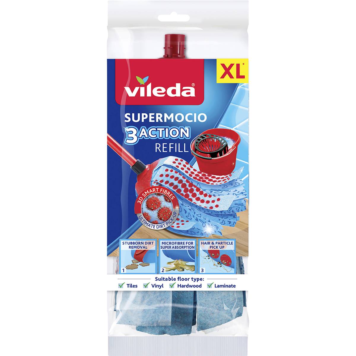 Vileda SuperMocio 3 Action Mop Extra Long Refill
