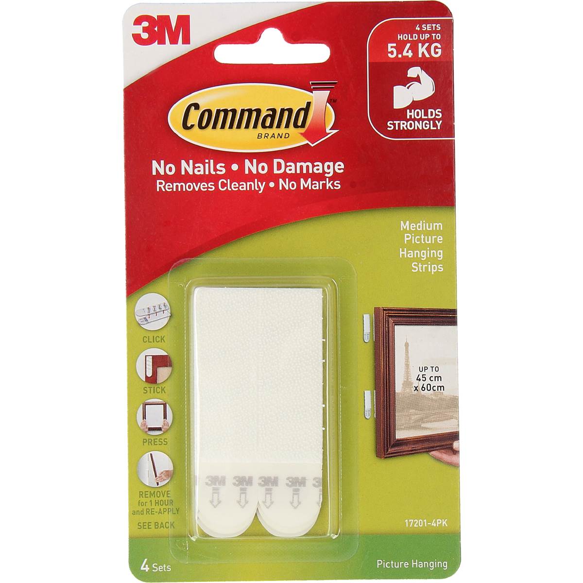 3M Command Picture Hanging Strips Medium White