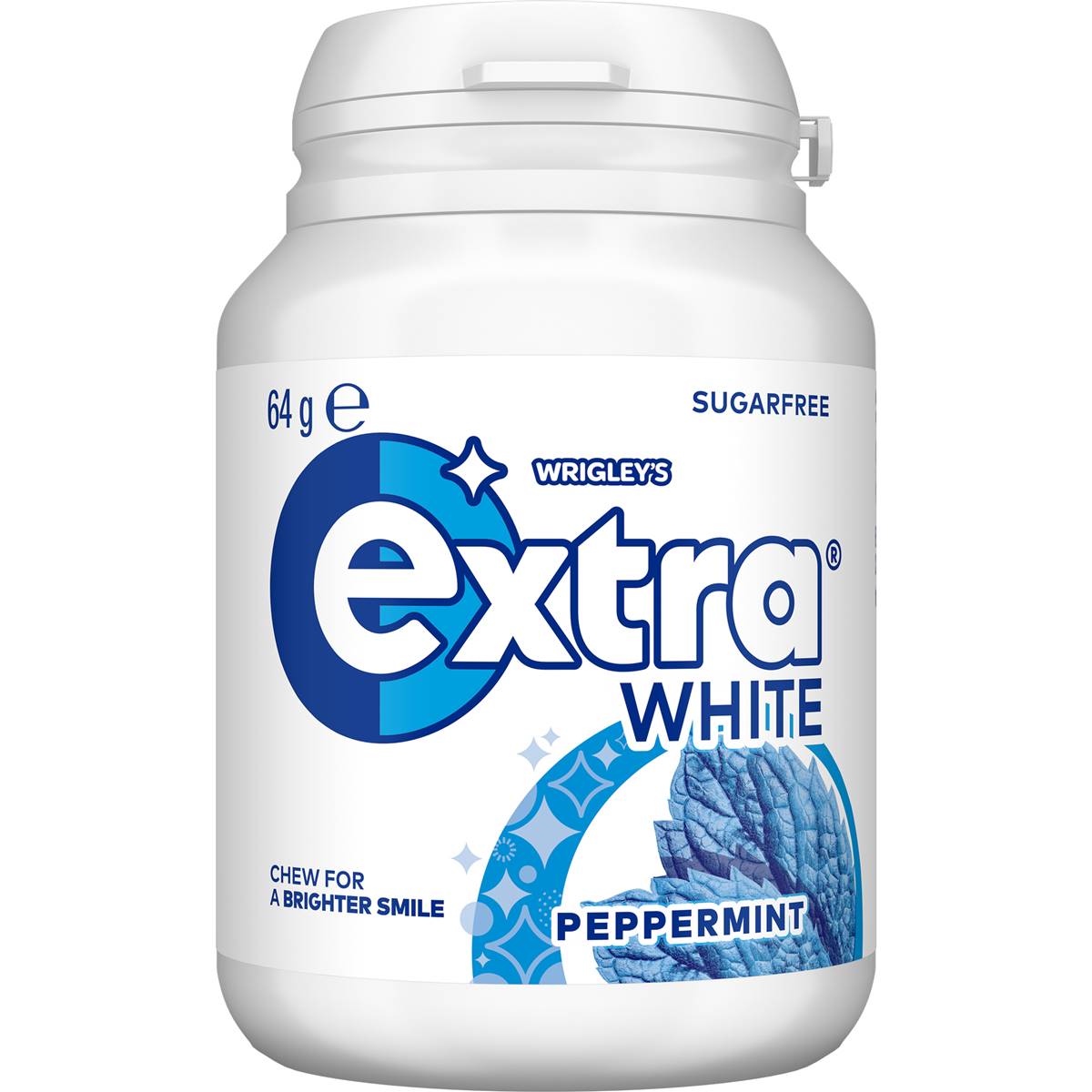 Calories in Wrigley's Extra White Peppermint Chewing Gum Sugar Free Bottle