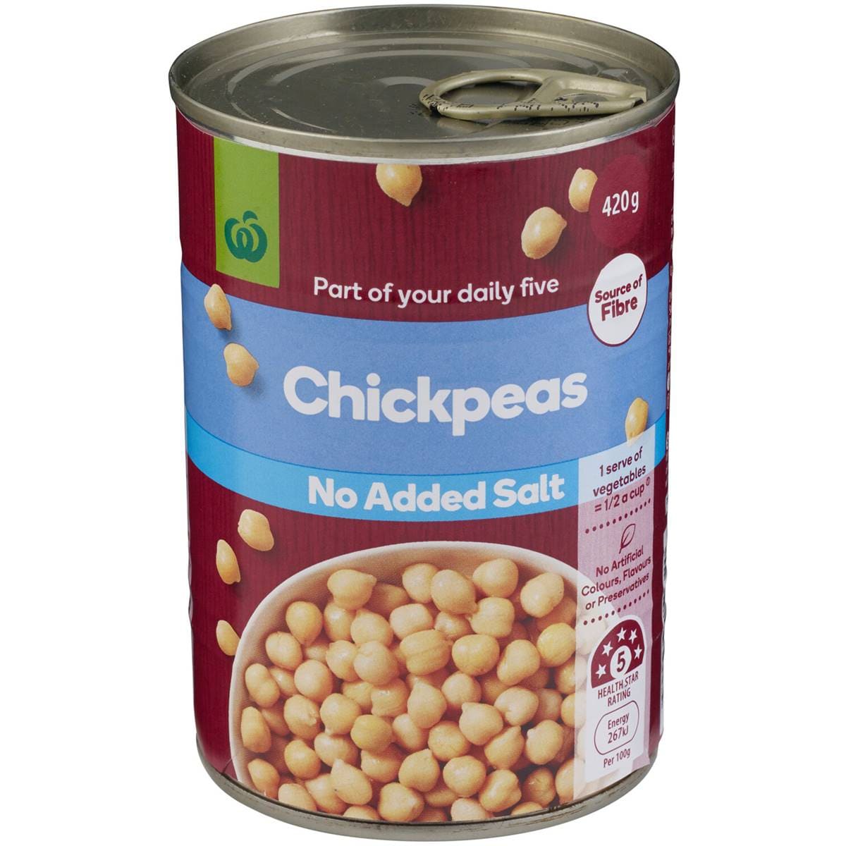 Calories in Woolworths Chickpeas No Added Salt calcount
