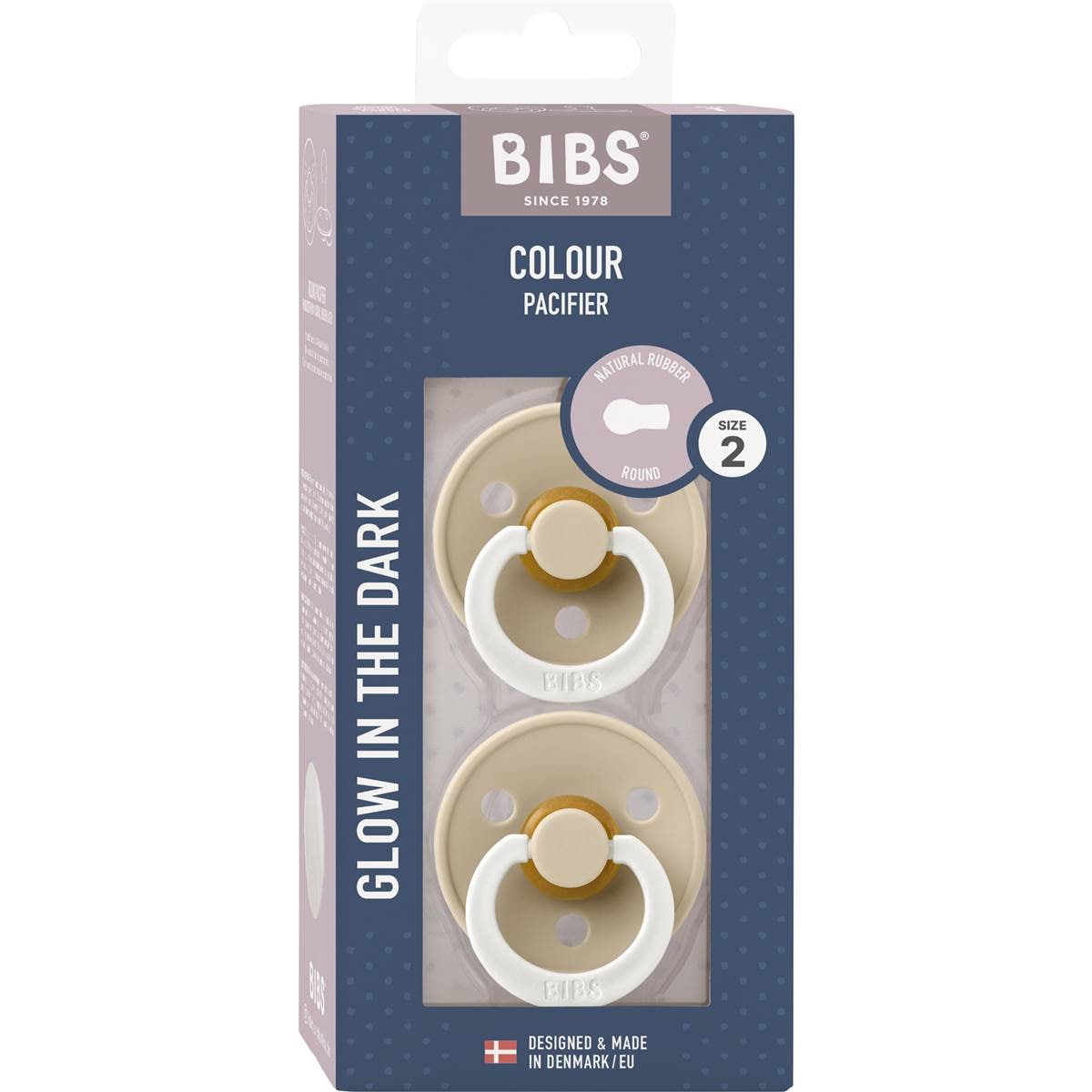 Bibs Colour Pacifier Glow In The Dark Size 2 Assorted