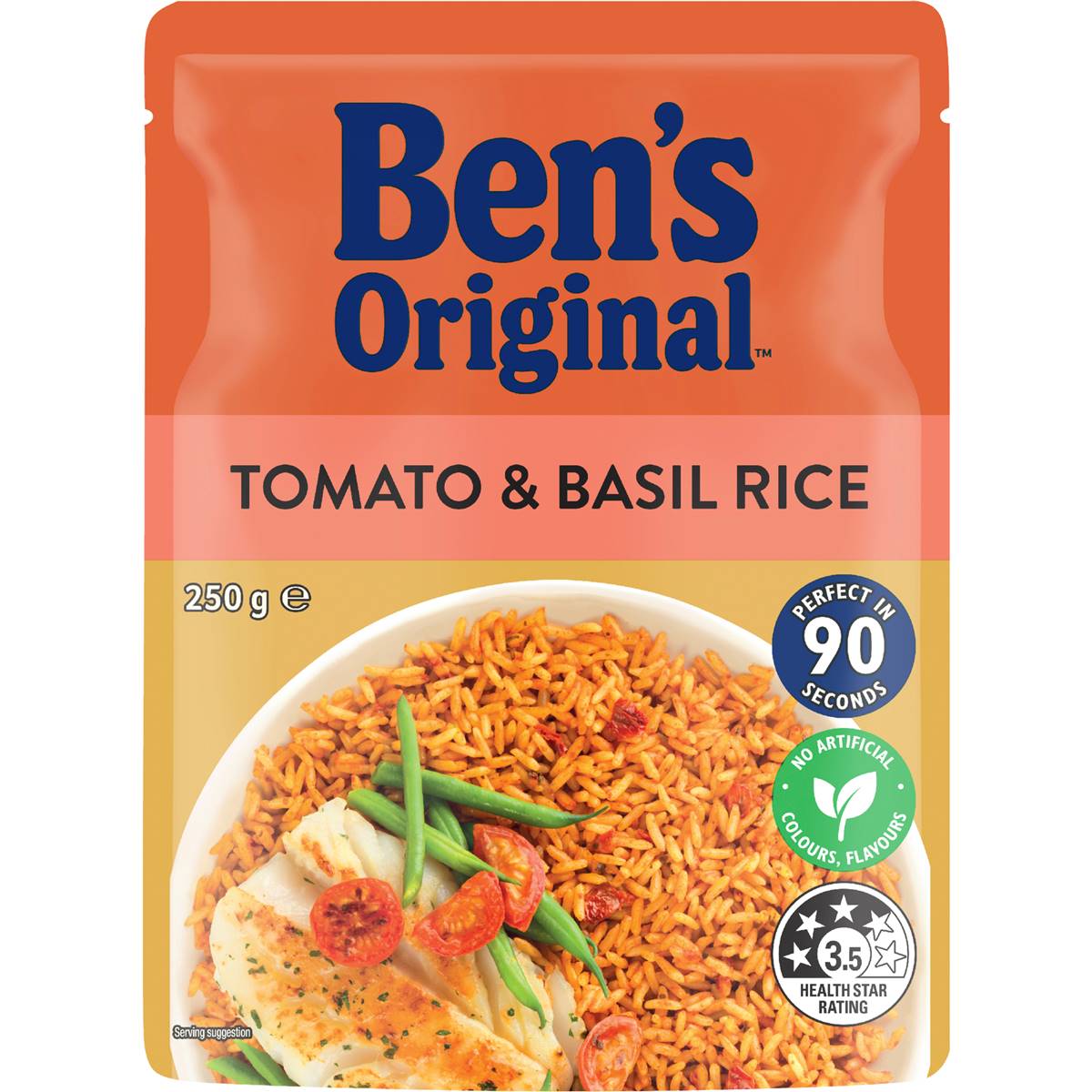 Calories in Ben's Original Tomato & Basil Microwave Rice Pouch