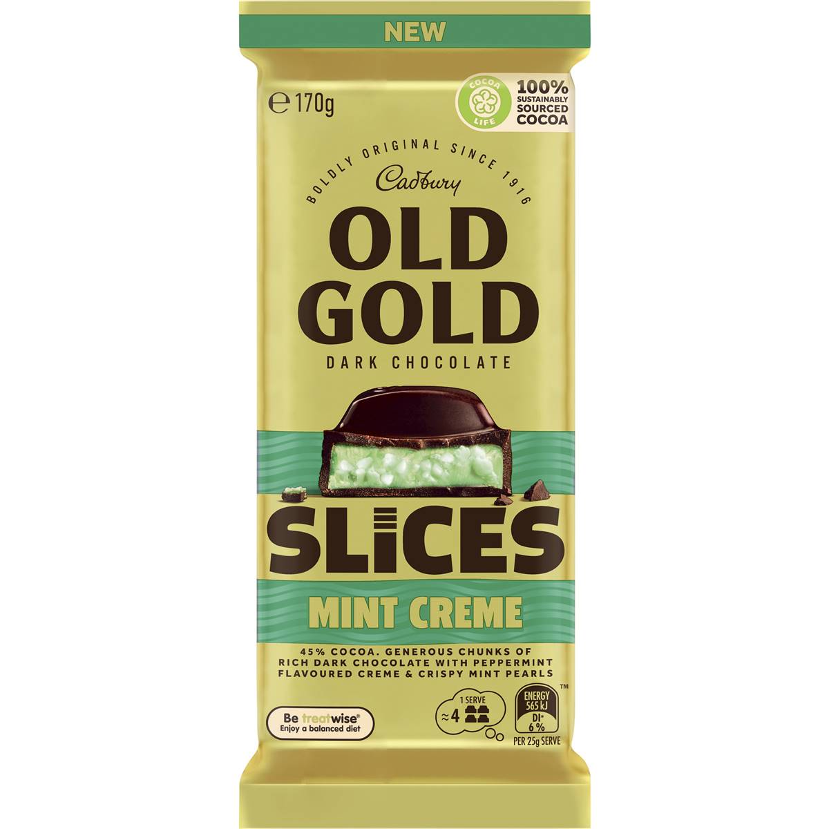 Calories in Cadbury Old Gold Mint CrÃ¨me Slices