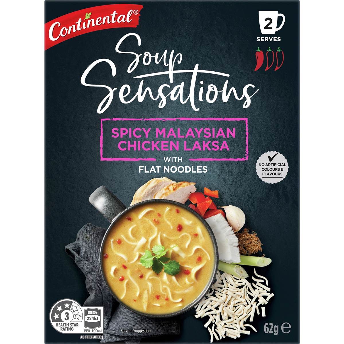 Continental Sensations Spicy Malaysian Chicken Laksa with Noodles 62g