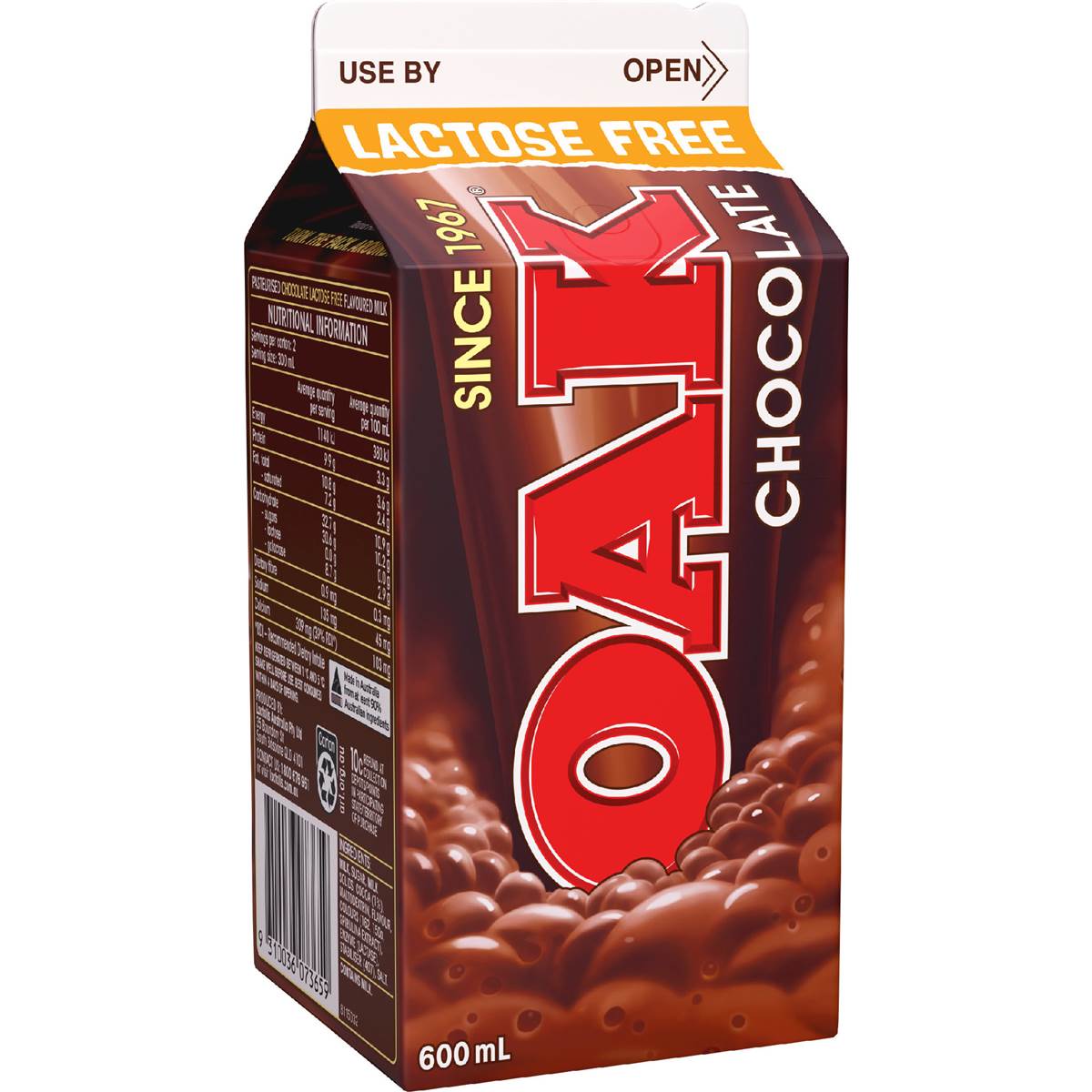 Oak Lactose Free Choc Flavoured Milk 600mL
