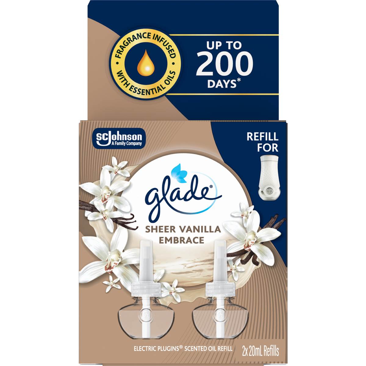 Glade Electric Scented Oil Refill Sheer Vanilla Embrace 20mL x 2 pack