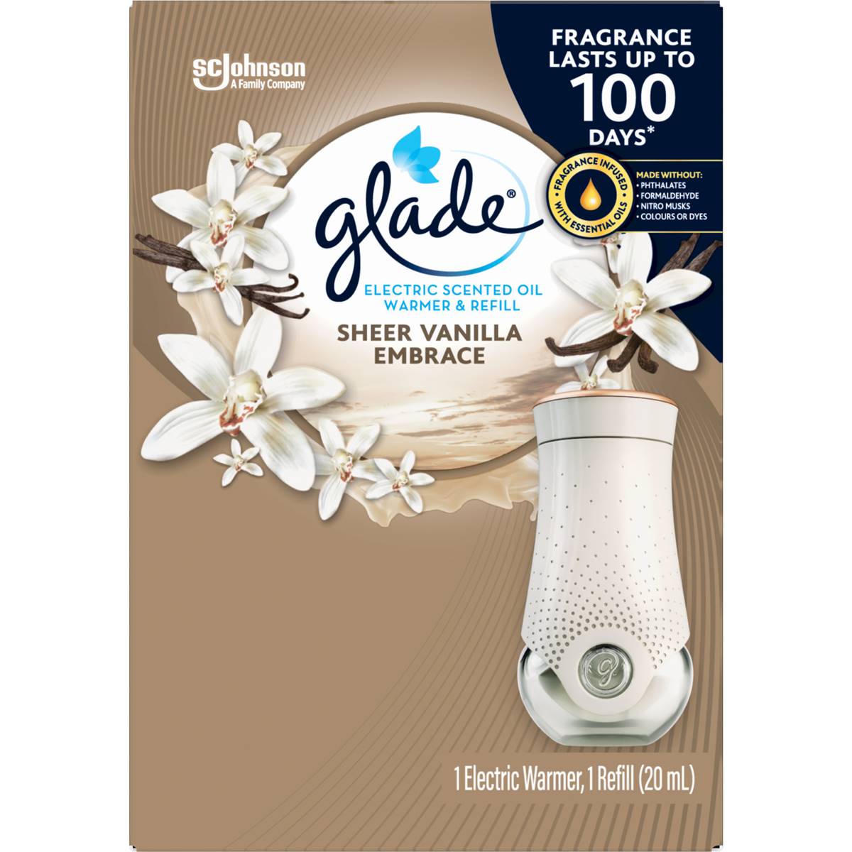 Glade Electric Scented Oil Warmer & Refill Sheer Vanilla Embrace 20mL – Woolworths