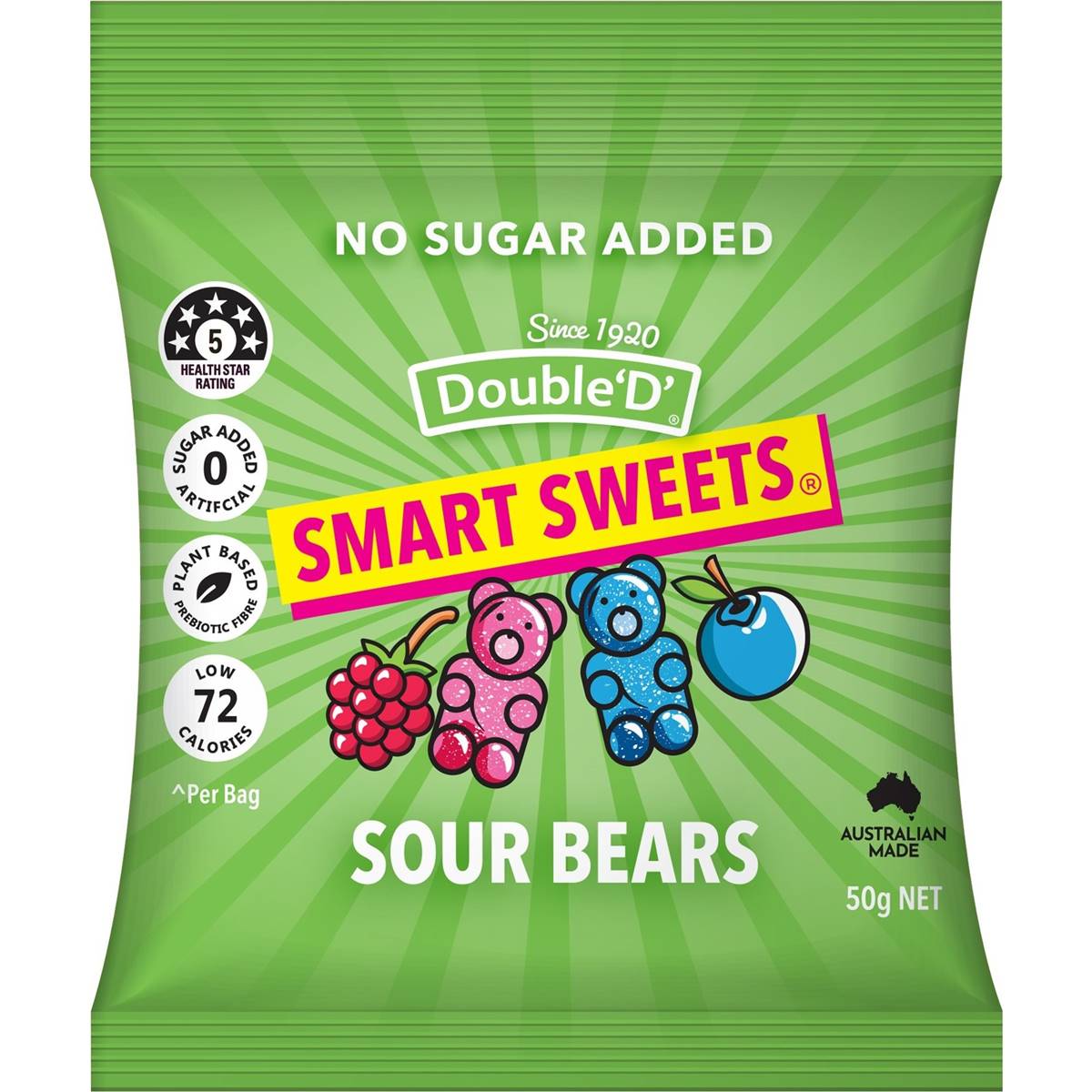 Double 'D' Smart Sweets Sour Bears 50g