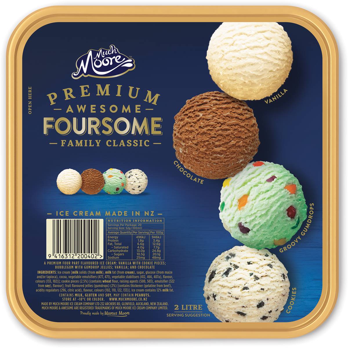 Calories in Much Moore Awesome Foursome Ice Cream Tub calcount