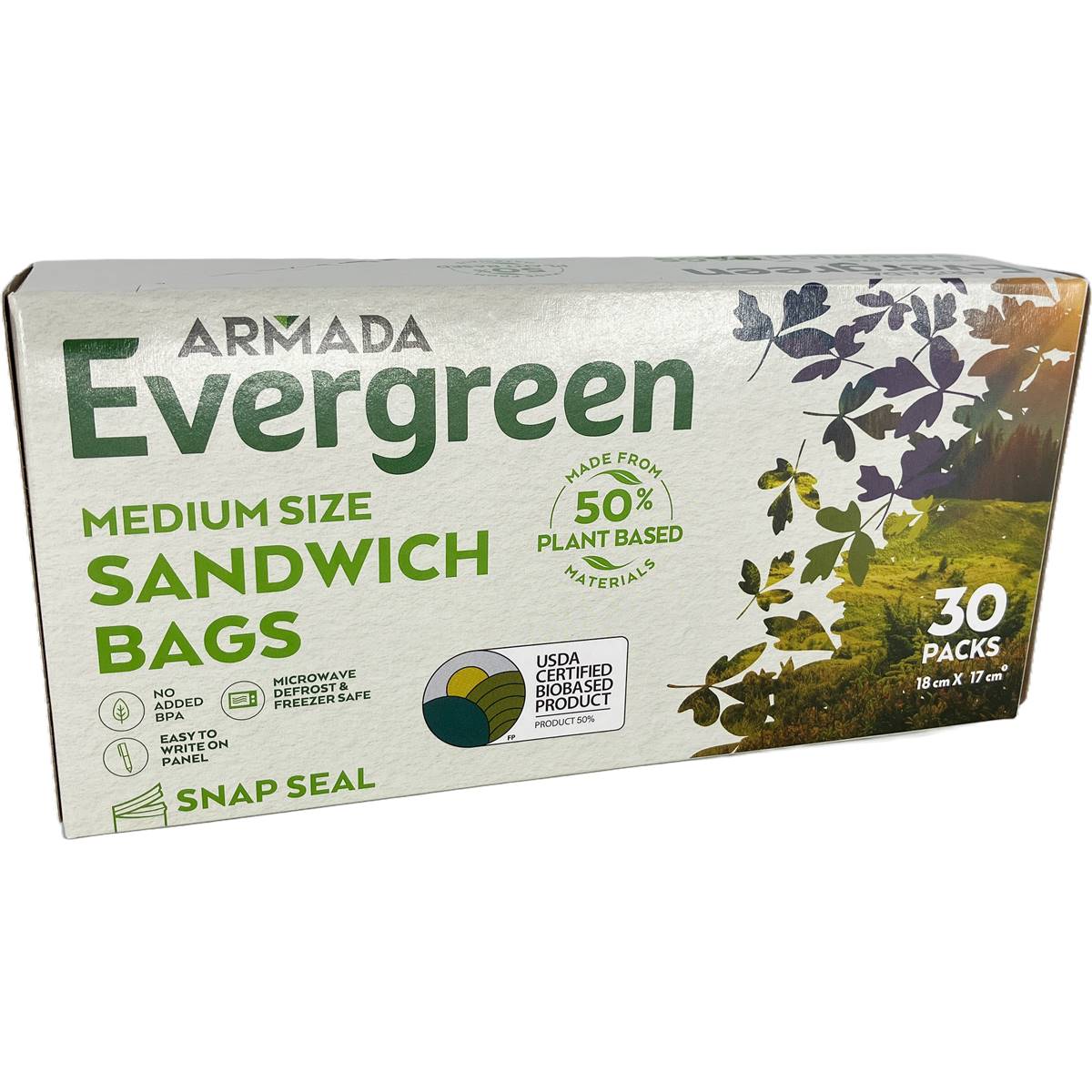 Armada Evergreen Medium Snap Seal Sandwich Bags