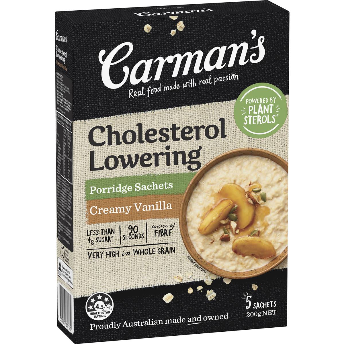 Calories in Carman's Cholesterol Lowering Porridge Sachets Creamy Vanilla