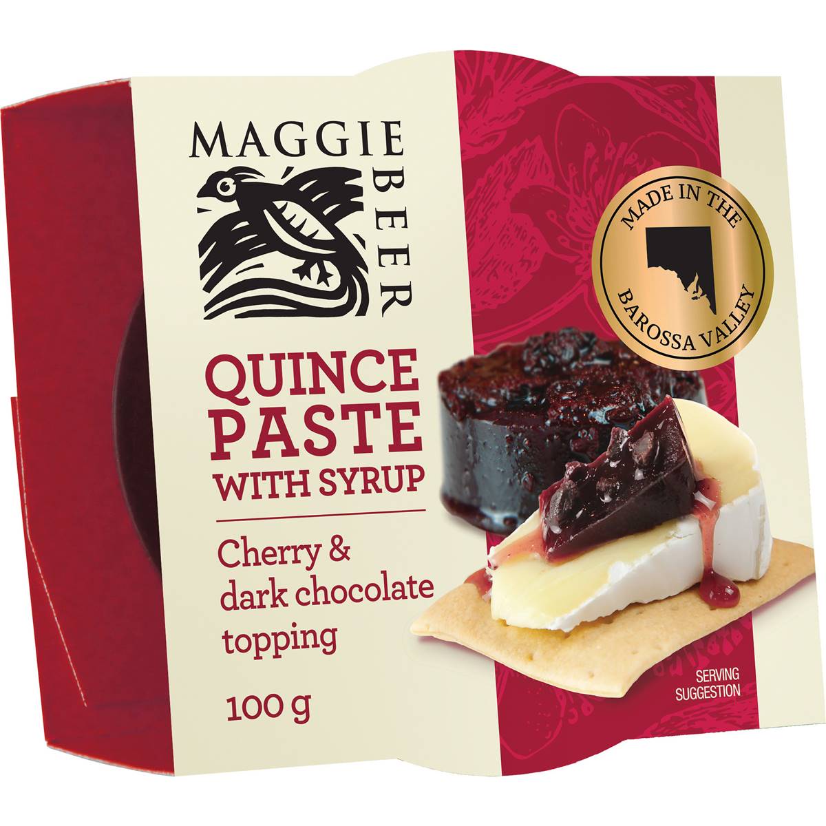 Maggie Beer Quince Paste with Syrup Cherry & Dark Chocolate Topping 100g