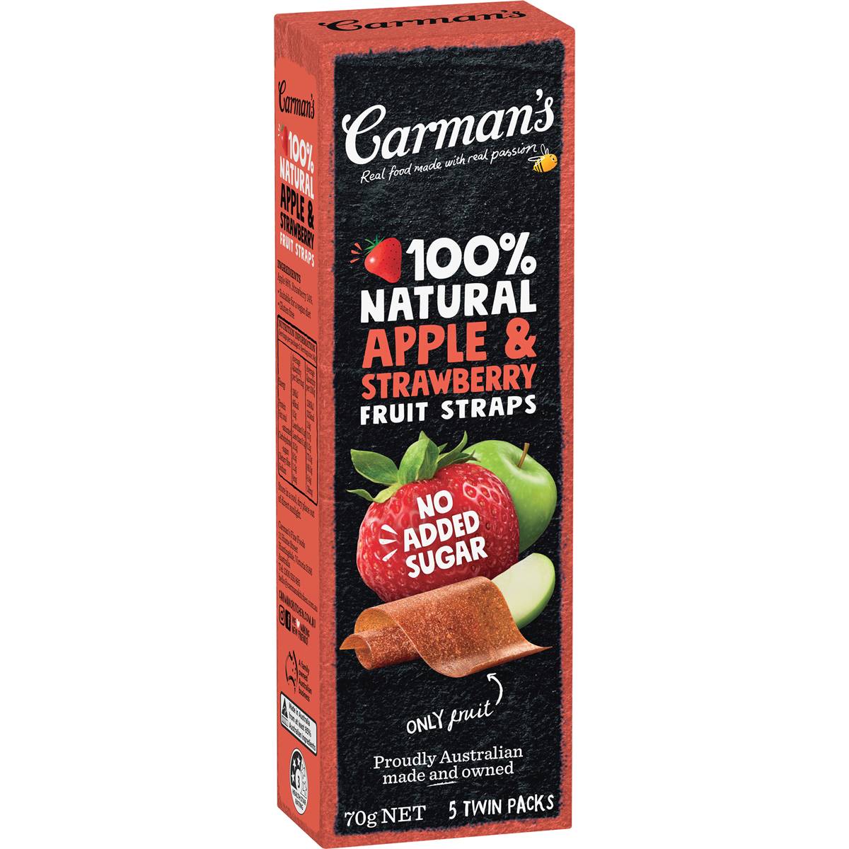 Calories in Carman's Apple & Strawberry Fruit Straps