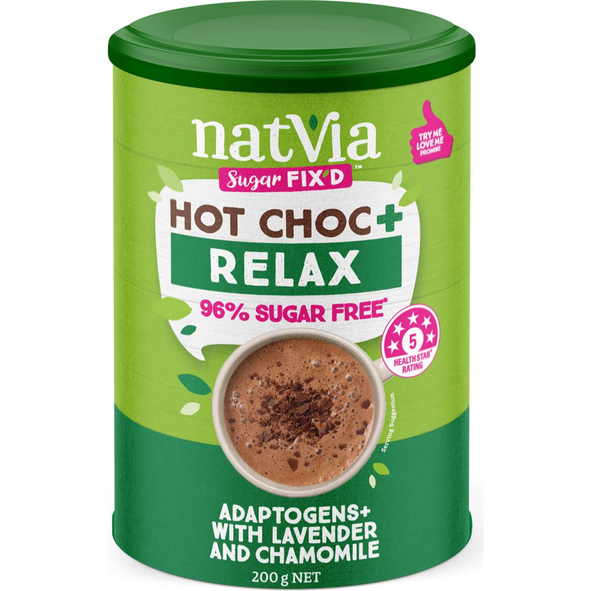 Calories in Natvia Relax Drinking Chocolate