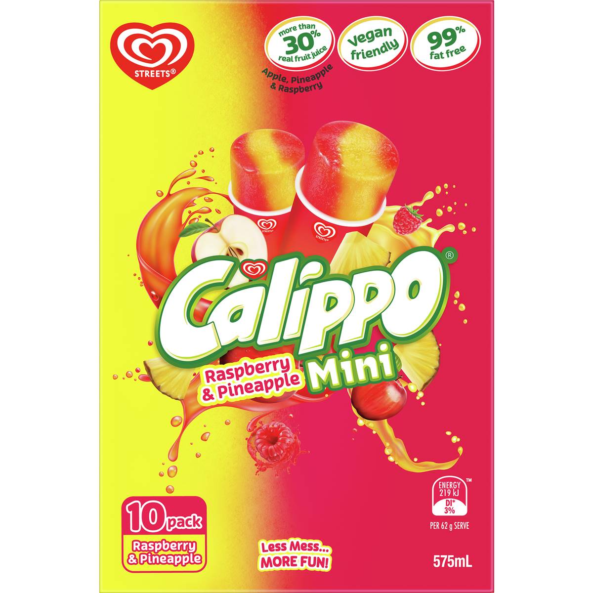 Calories in Streets Calippo Minis Lemon Orange & Lime Ice Blocks 10