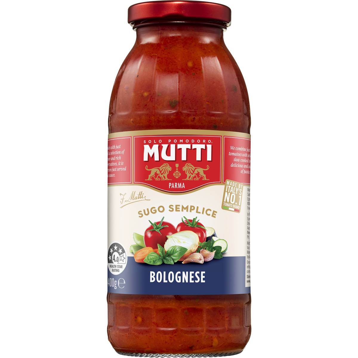 Calories in Mutti Sugo Pasta Sauce Basil Onion calcount