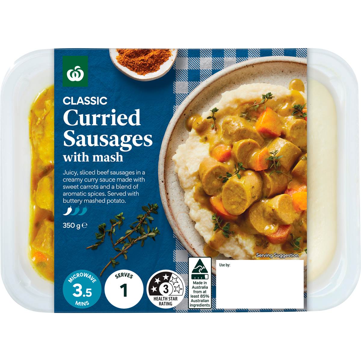 Woolworths Curried Sausages & Mash 350g