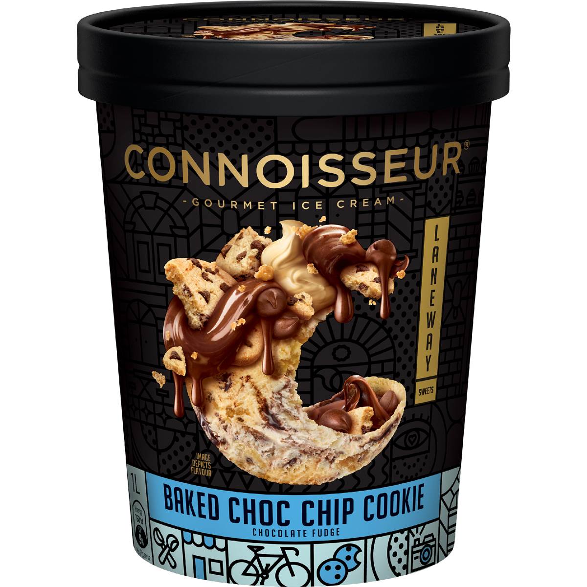 Connoisseur Baked Choc Chip Cookie Chocolate Fudge 1L