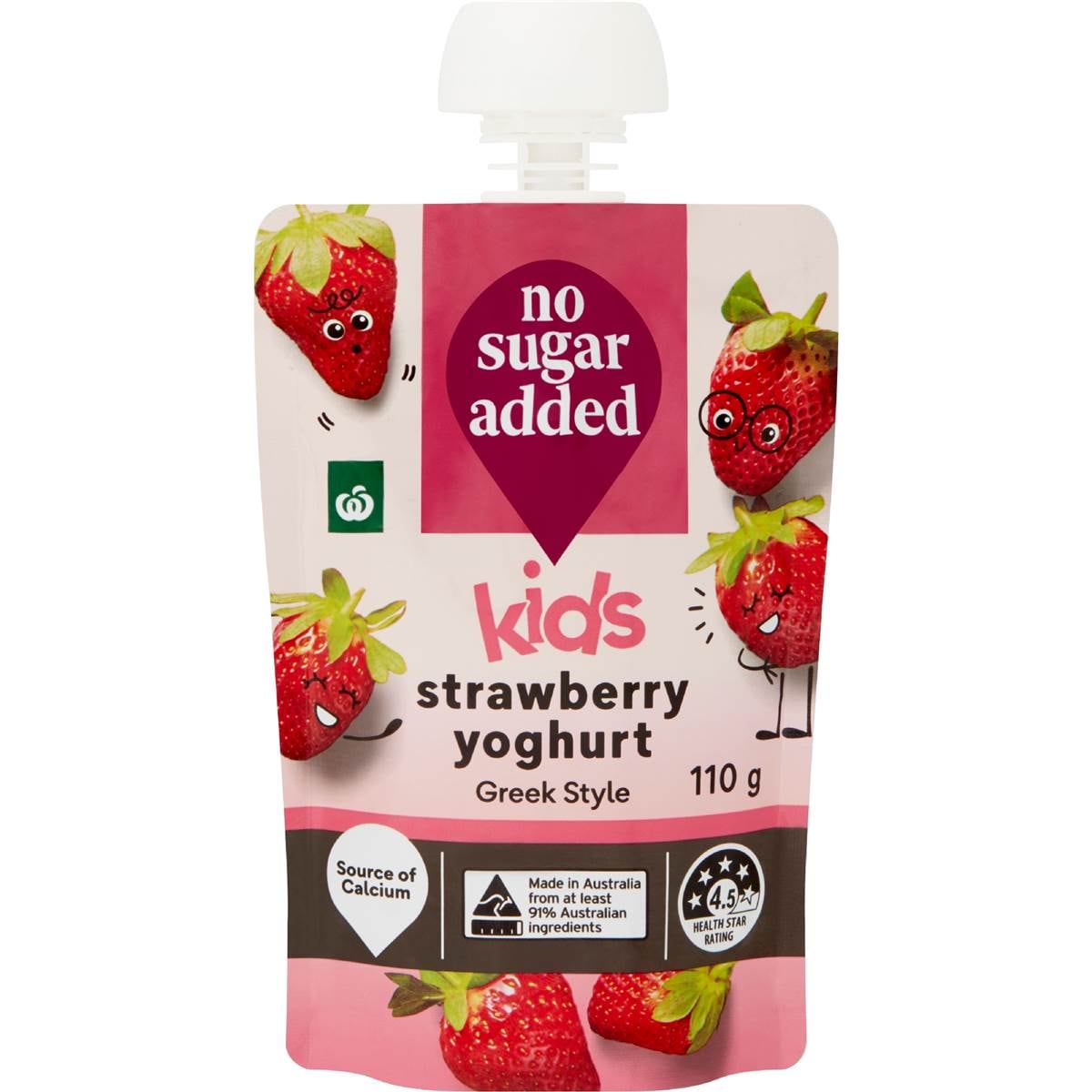 Woolworths No Added Sugar Greek Style Strawberry Yoghurt