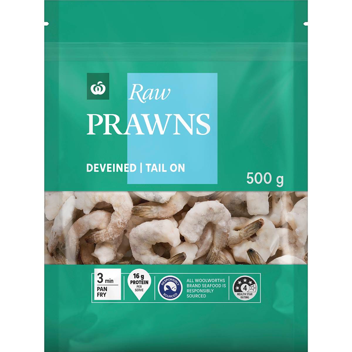 Woolworths Raw Prawns Deveined Tail On