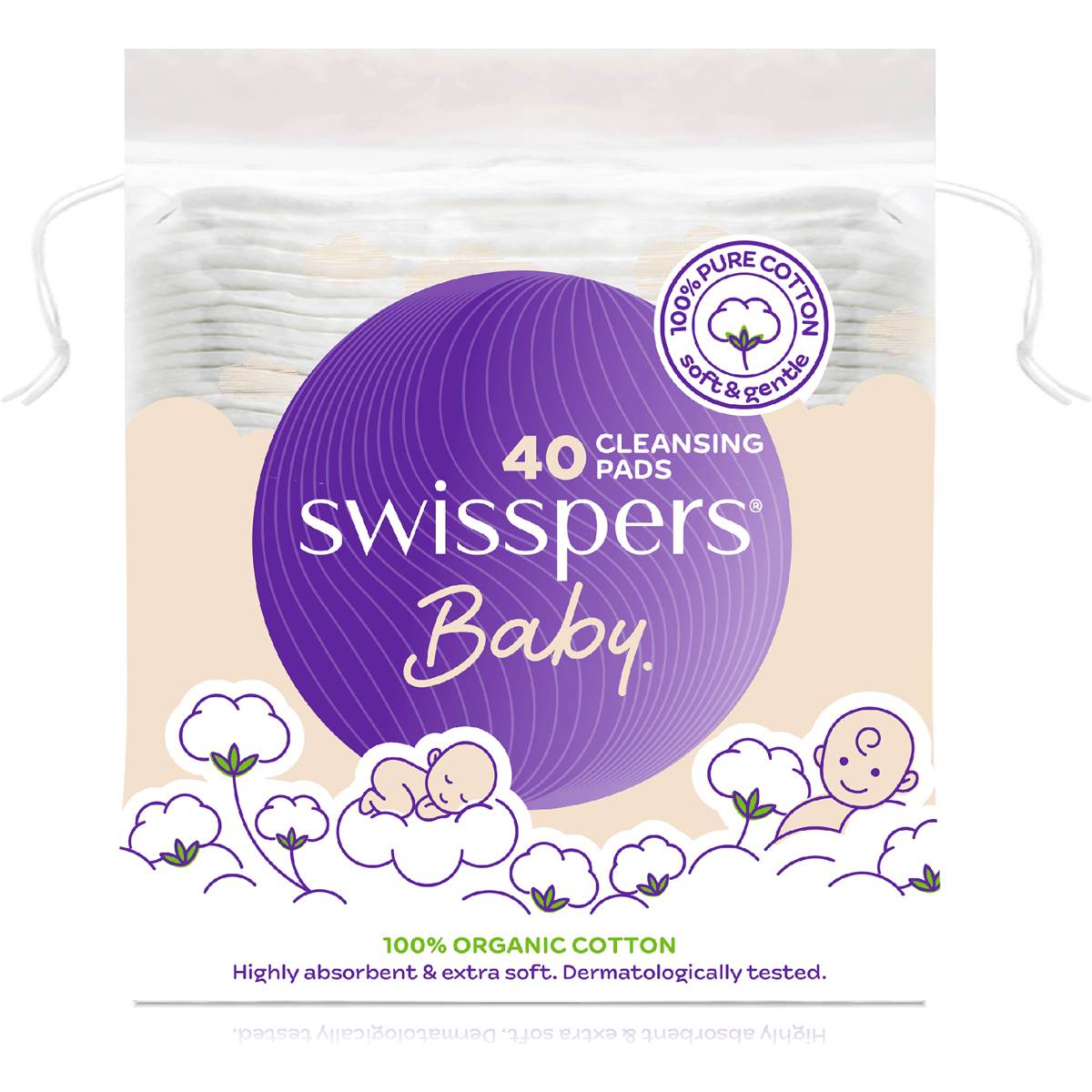 Swisspers Baby Organic Cotton Pads 40 pack
