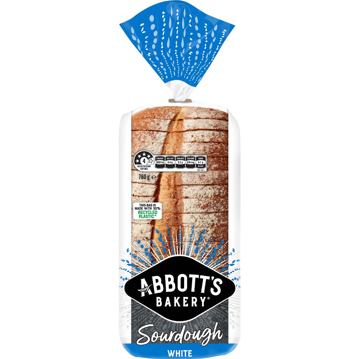 Abbott's Bakery Sourdough White Bread Sandwich Slice Loaf 760g