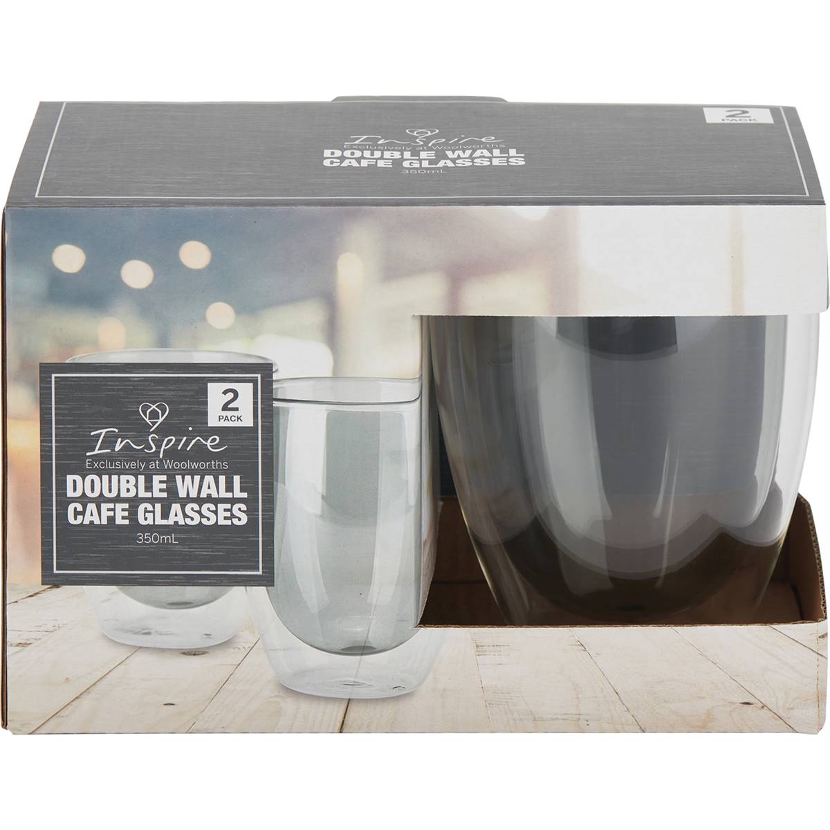 Inspire Double Wall Cafe Glasses Grey Assorted