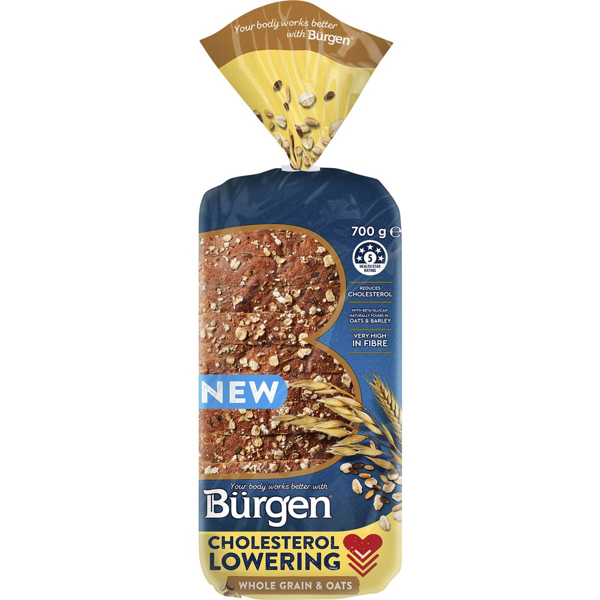 Calories in Burgen Cholesterol Lowering Whole Grain & Oats Loaf