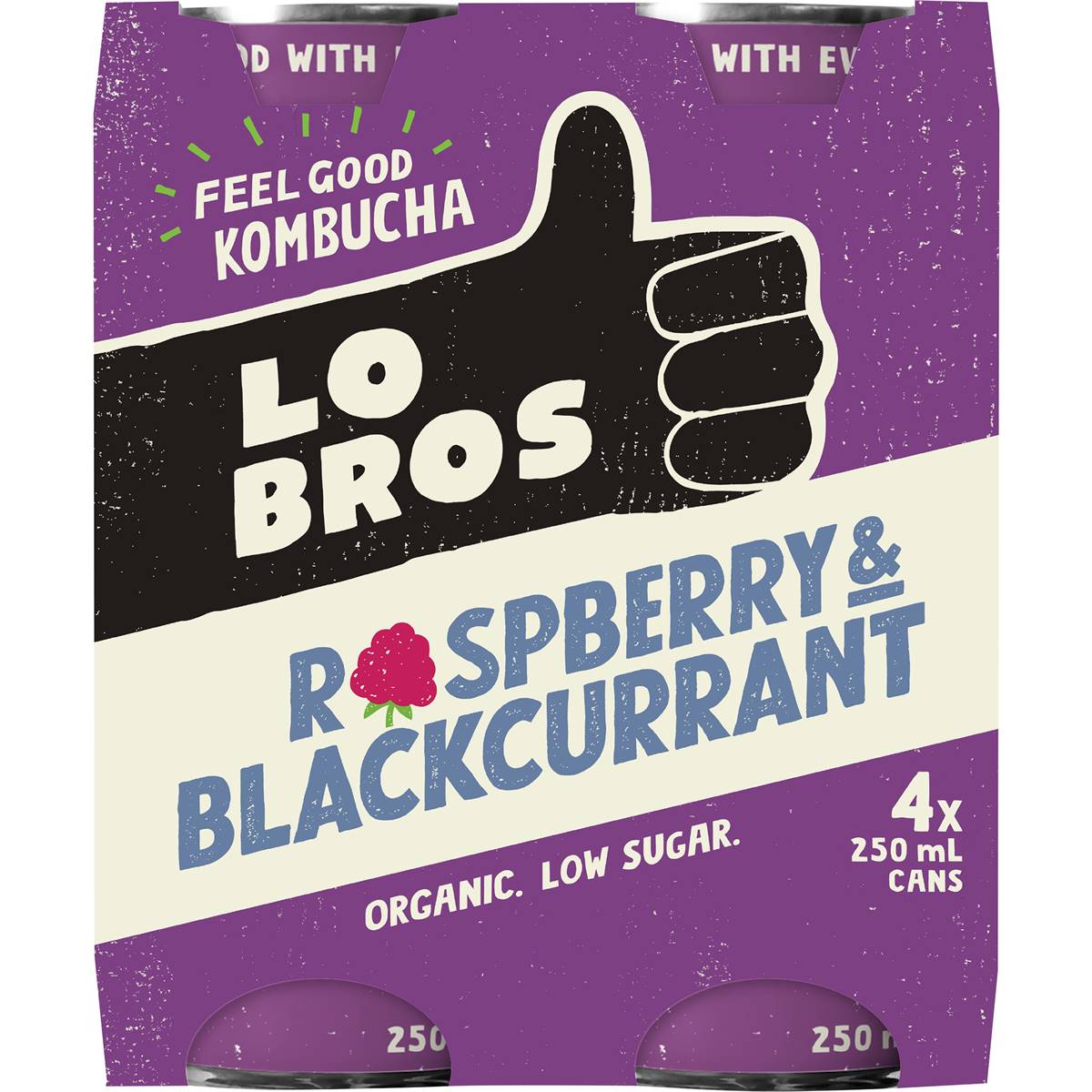Calories in Lo Bros Kombucha Raspberry & Blackcurrant