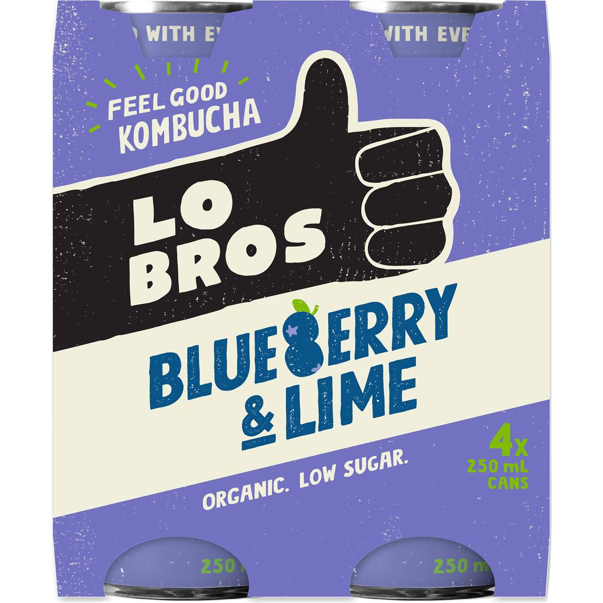 Calories in Lo Bros Kombucha Blueberry & Lime