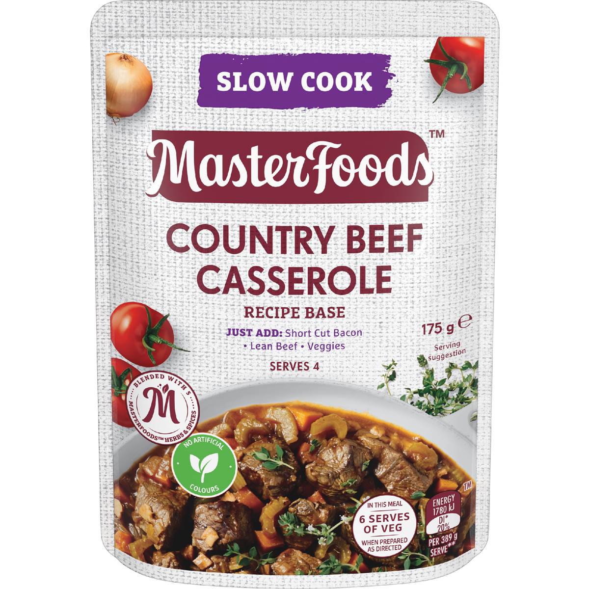 Calories in Masterfoods Recipe Base Country Beef Casserole calcount