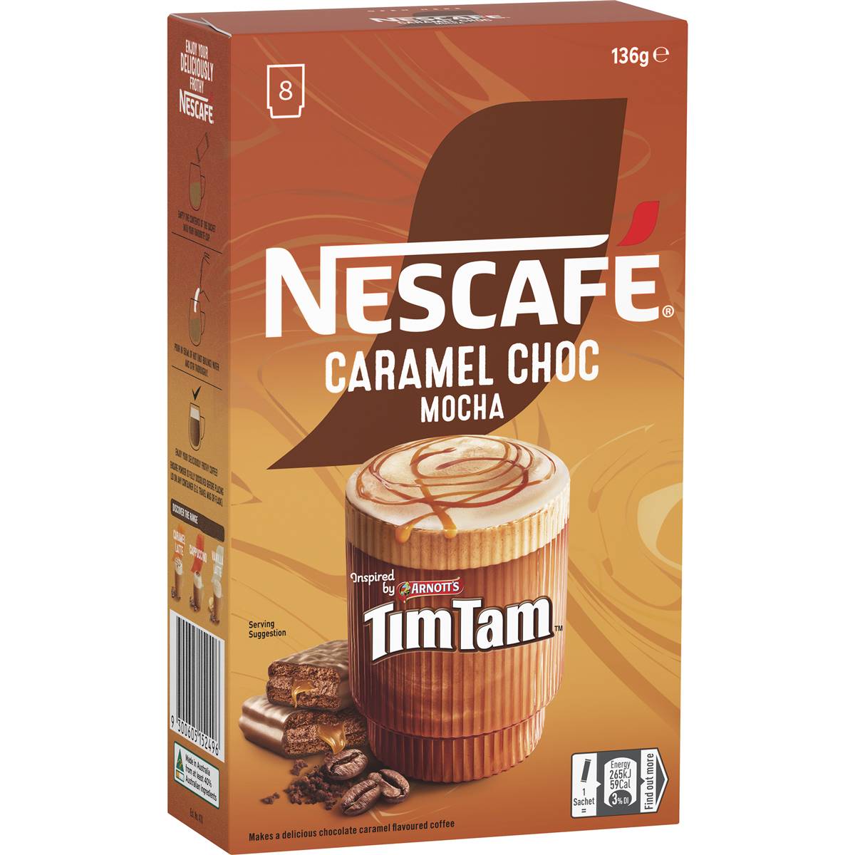 Calories in Nescafe Caramel Choc Mocha Tim Tam Coffee Sachets calcount