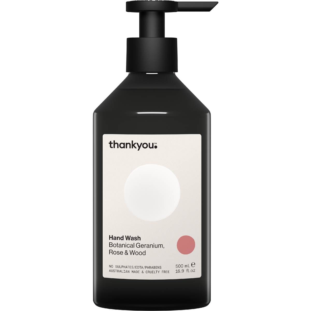 Thankyou. Hand Wash Botanical Geranium Rose & Wood Pump 500mL