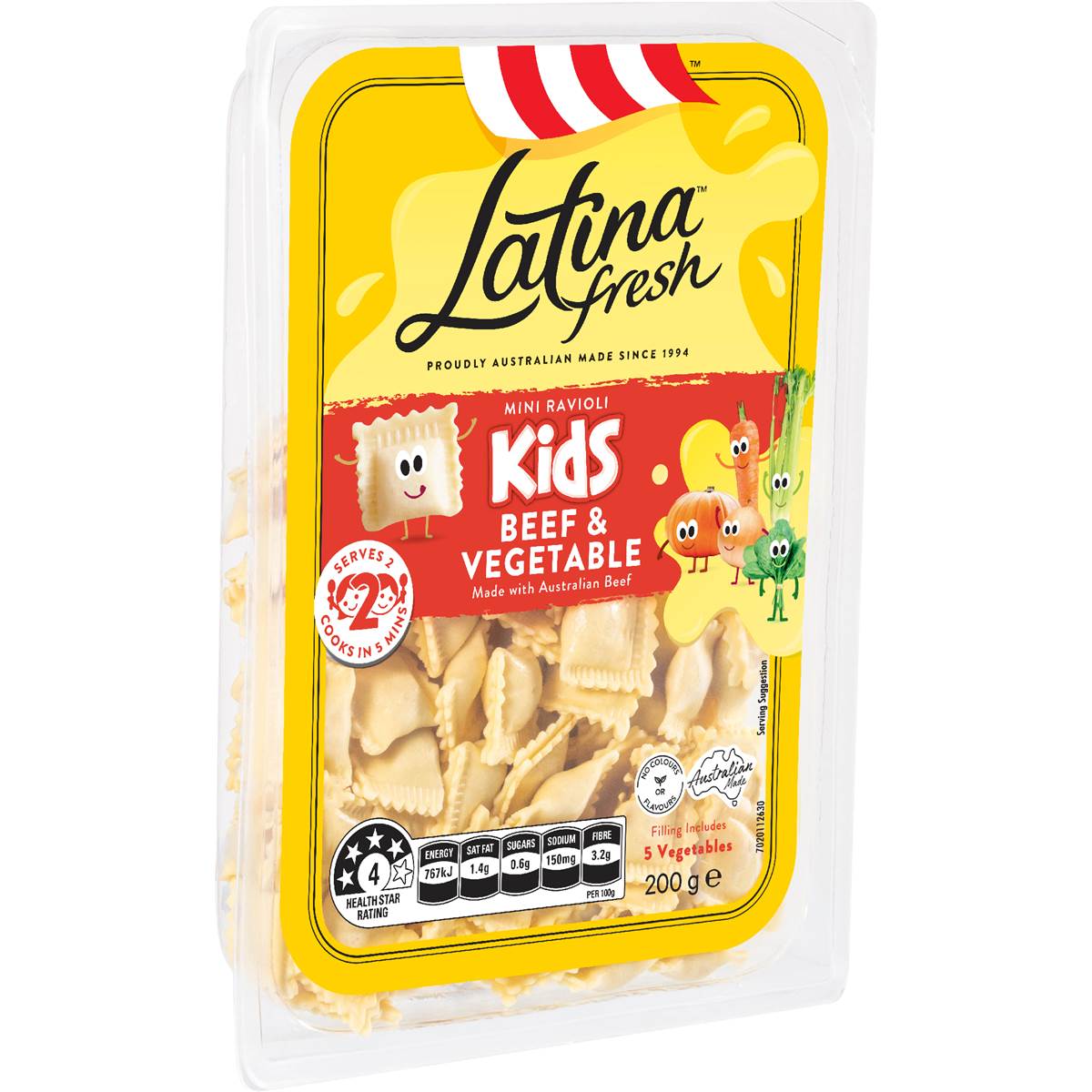 Latina Fresh Kids Mini Ravioli Pasta Beef & Vegetable 200g