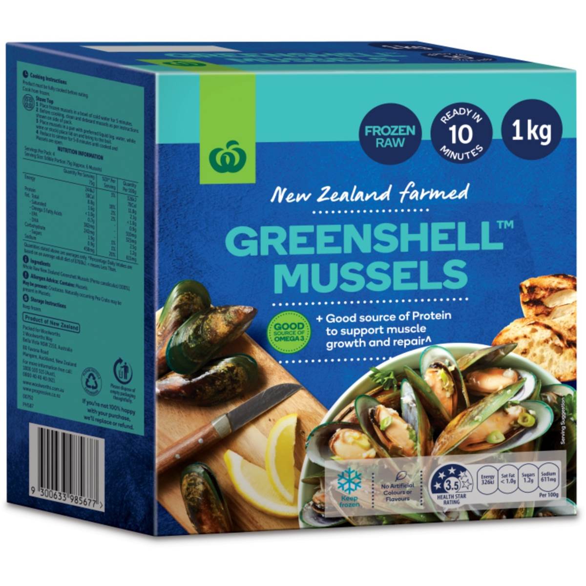 Calories in Woolworths Greenshell Mussels