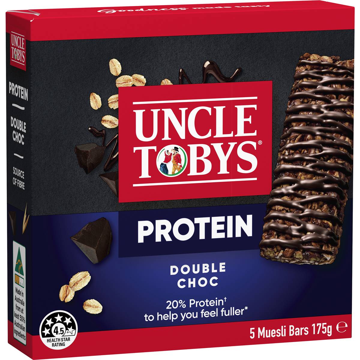 Calories in Uncle Tobys Protein Muesli Bars Double Choc