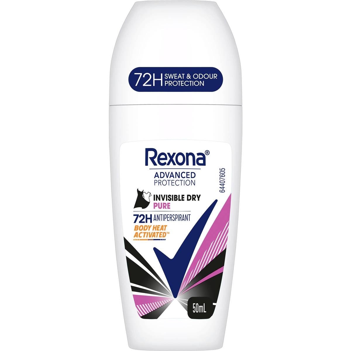 Rexona Women Advanced 72hr Deodorant Roll On Invisible Pure 50mL