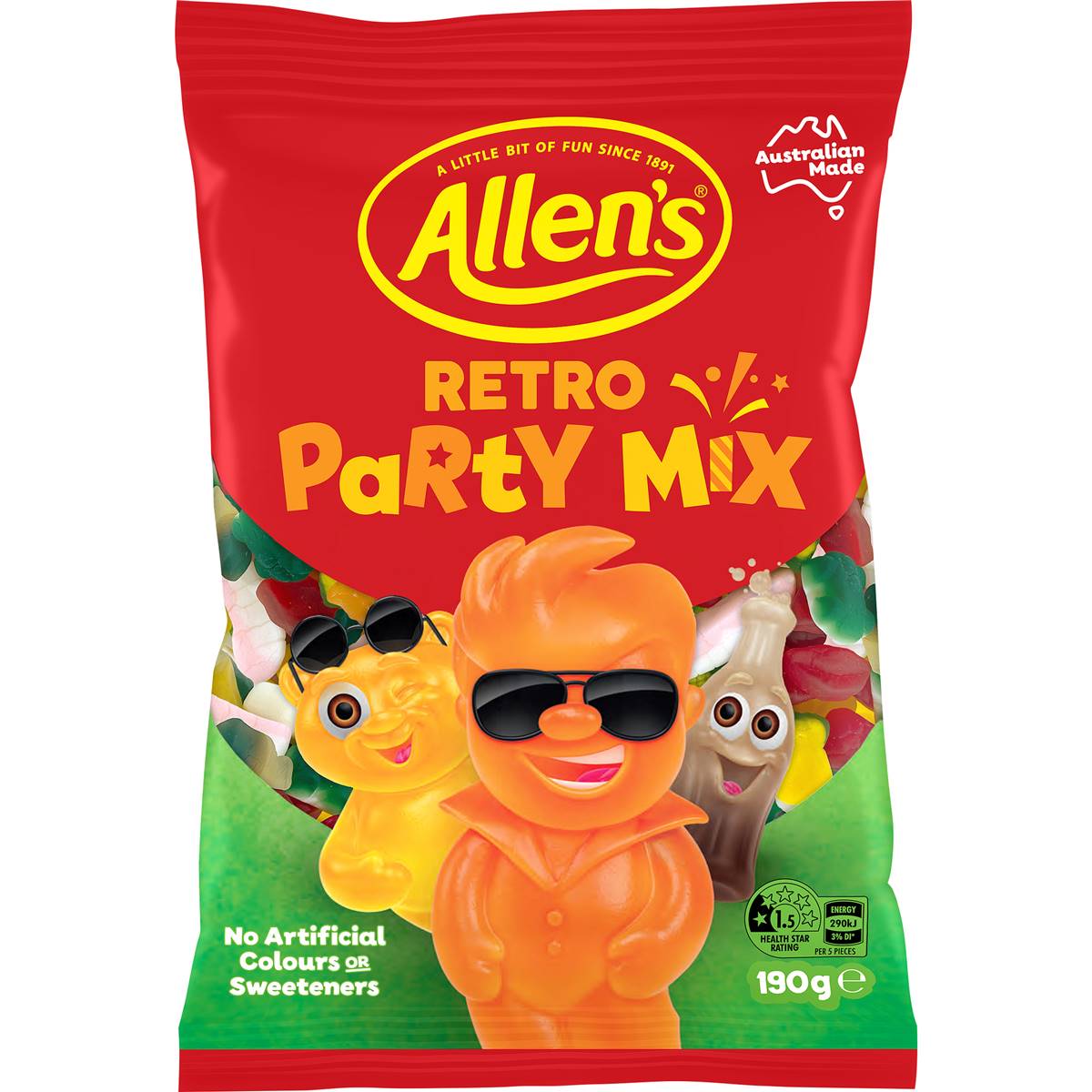 Calories in Allen's Retro Party Mix Lollies Bag
