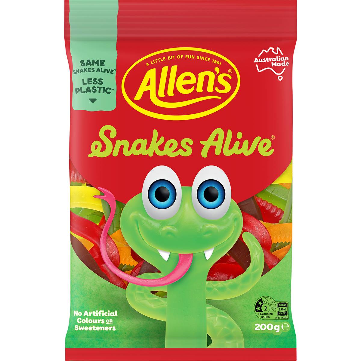 Calories in Allen's Lollies Berry Snakes Alive calcount