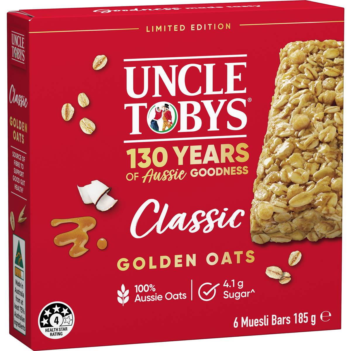 Calories in Uncle Tobys Classic Muesli Bar Golden Oats