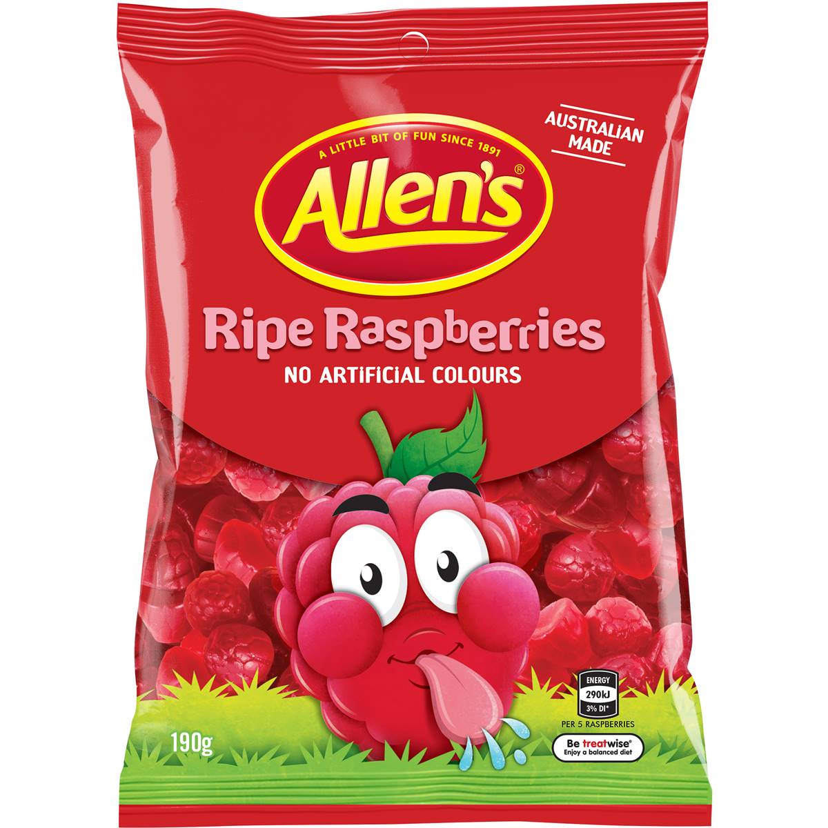Calories in Allen's Ripe Raspberries Lollies Bag