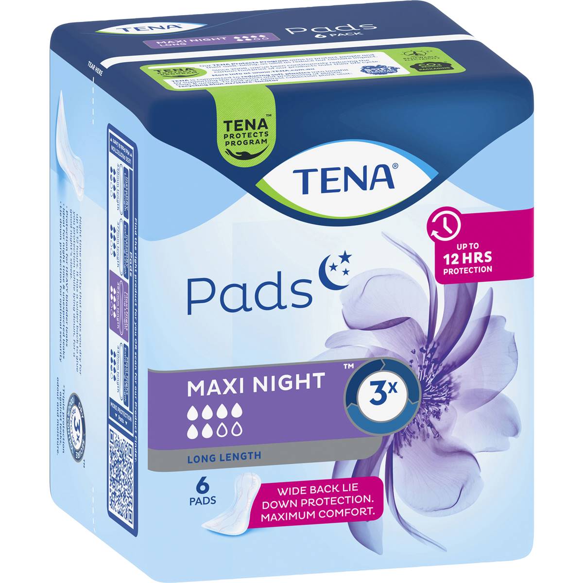 TENA Incontinence Pads Maxi Night Wide Back Long Length 6 pack