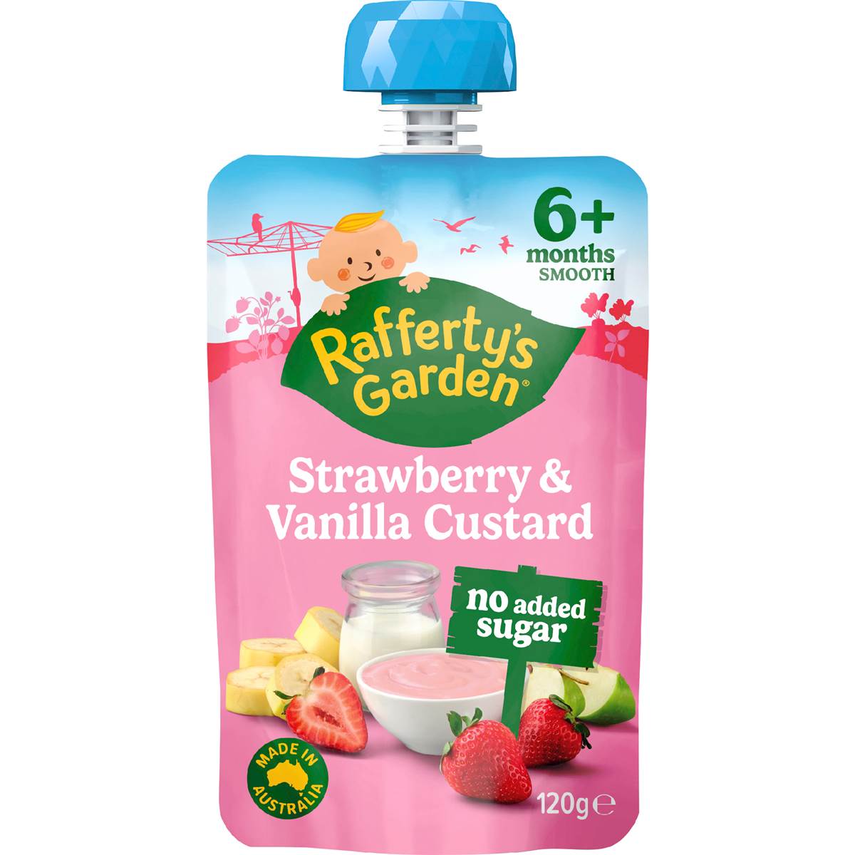Rafferty's Garden Strawberry & Vanilla Custard Baby Food Pouch 6+ Months 120g