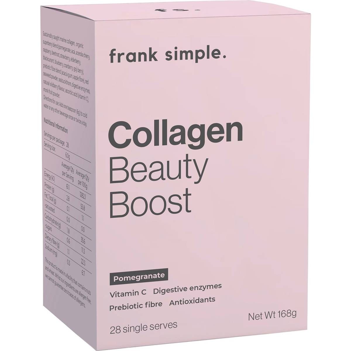 frank simple. Collagen Beauty Boost Pomegranate Sachets 28 pack