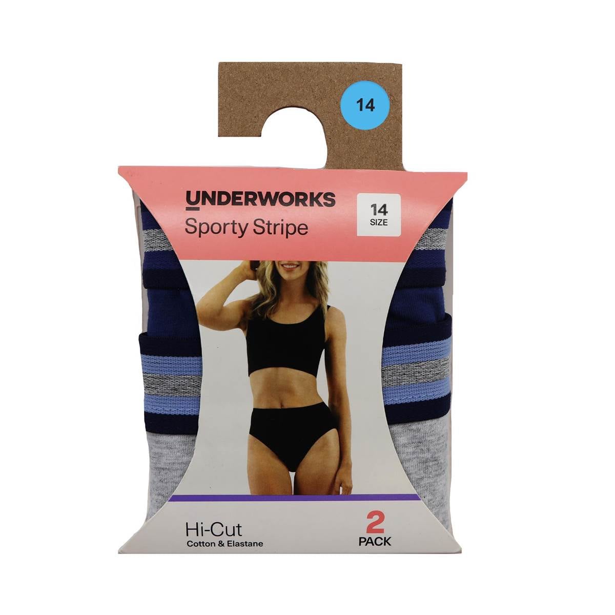 Underworks Ladies Sporty High Cut Underwear Size 14