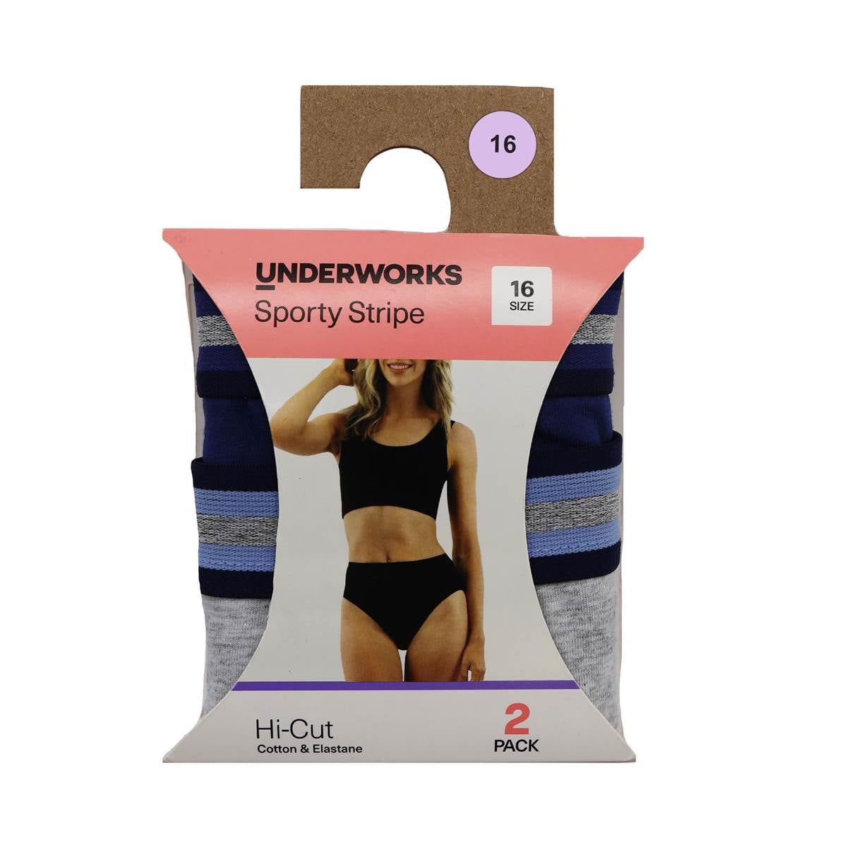 Underworks Sporty Hi Cut Underwear Size 16