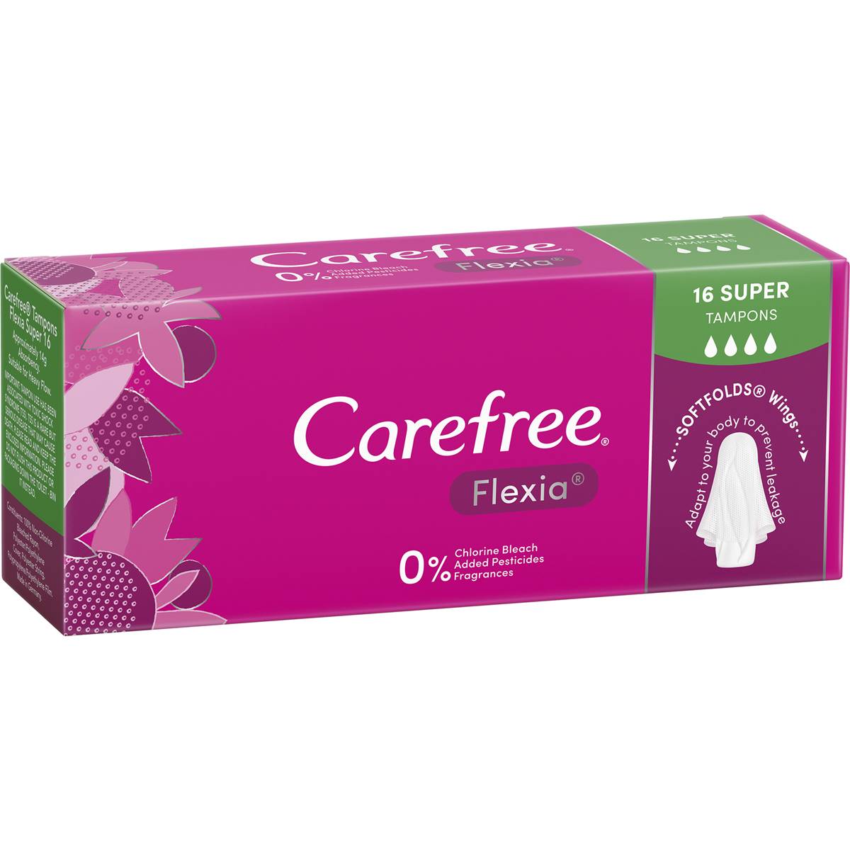 Carefree Flexia Super Tampons 16 pack